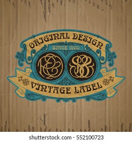 vector vintage items: label Art Nouveau