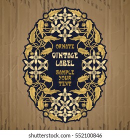 vector vintage items: label Art Nouveau