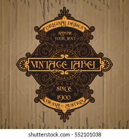 vector vintage items: label Art Nouveau