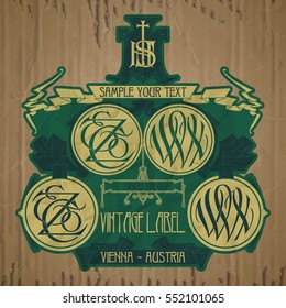 vector vintage items: label Art Nouveau