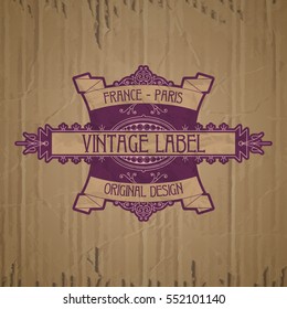 vector vintage items: label Art Nouveau