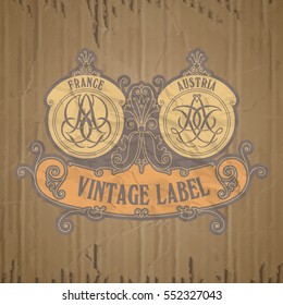 vector vintage items: label Art Nouveau