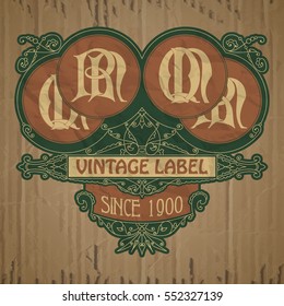 vector vintage items: label Art Nouveau