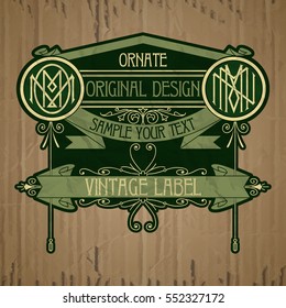 vector vintage items: label Art Nouveau