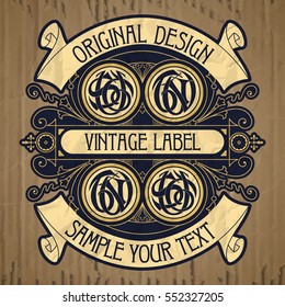 vector vintage items: label Art Nouveau