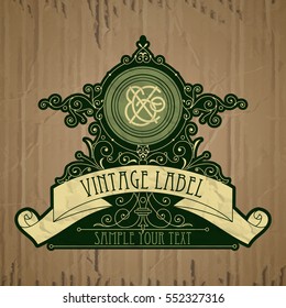 vector vintage items: label Art Nouveau