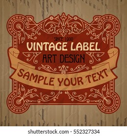 vector vintage items: label Art Nouveau