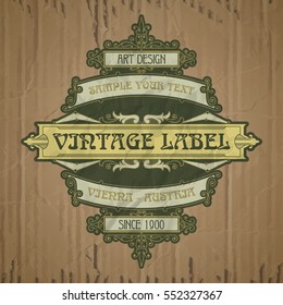 vector vintage items: label Art Nouveau