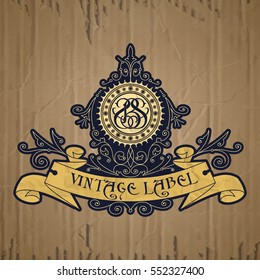 vector vintage items: label Art Nouveau