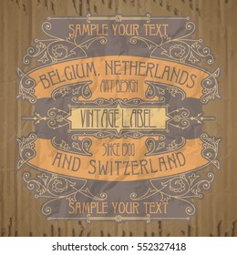 vector vintage items: label Art Nouveau