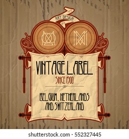 vector vintage items: label Art Nouveau