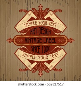 vector vintage items: label Art Nouveau
