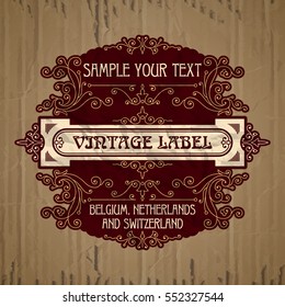 vector vintage items: label Art Nouveau