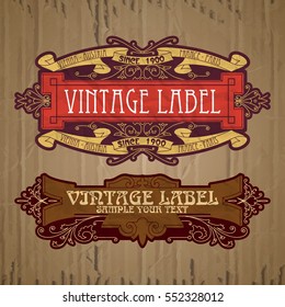vector vintage items: label Art Nouveau