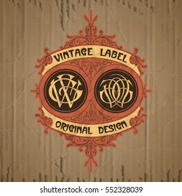 vector vintage items: label Art Nouveau