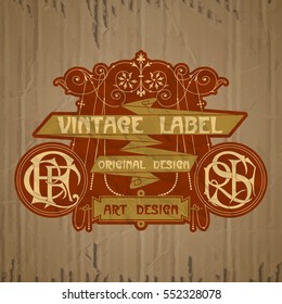 vector vintage items: label Art Nouveau