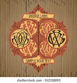 vector vintage items: label Art Nouveau