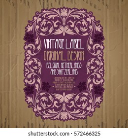 vector vintage items: label Art Nouveau