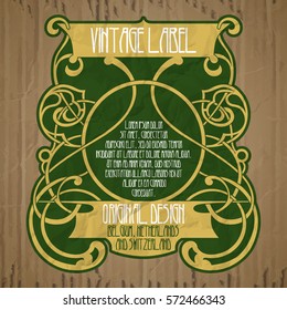 vector vintage items: label Art Nouveau