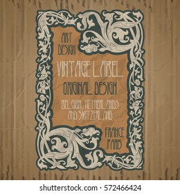 vector vintage items: label Art Nouveau