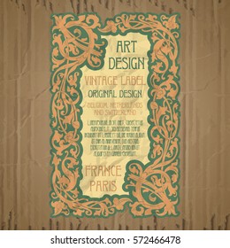 vector vintage items: label Art Nouveau