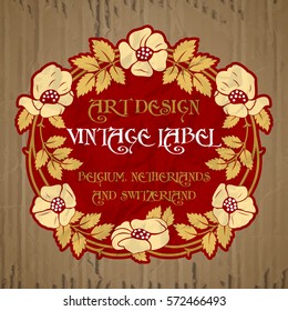 vector vintage items: label Art Nouveau