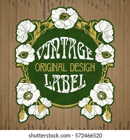 vector vintage items: label Art Nouveau
