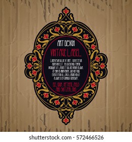 vector vintage items: label Art Nouveau