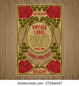 vector vintage items: label Art Nouveau
