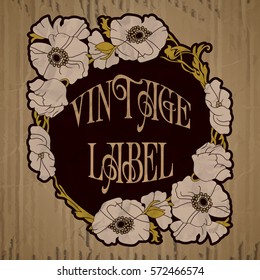 vector vintage items: label Art Nouveau