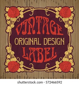 vector vintage items: label Art Nouveau