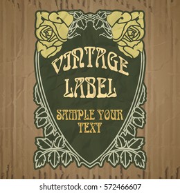 vector vintage items: label Art Nouveau