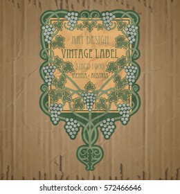 vector vintage items: label Art Nouveau