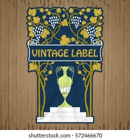 vector vintage items: label Art Nouveau
