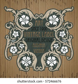 vector vintage items: label Art Nouveau