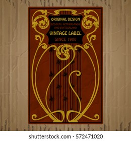 vector vintage items: label Art Nouveau