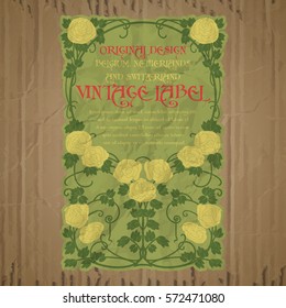 vector vintage items: label Art Nouveau