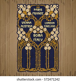 vector vintage items: label Art Nouveau