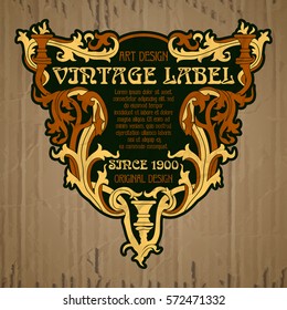 vector vintage items: label Art Nouveau