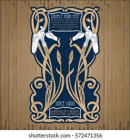 vector vintage items: label Art Nouveau