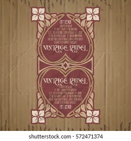 vector vintage items: label Art Nouveau