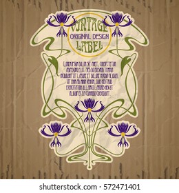 vector vintage items: label Art Nouveau