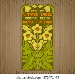 vector vintage items: label Art Nouveau