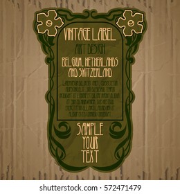 vector vintage items: label Art Nouveau