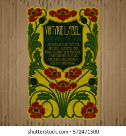 vector vintage items: label Art Nouveau