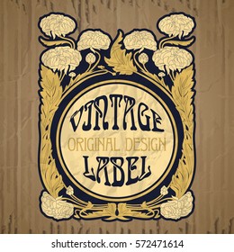 vector vintage items: label Art Nouveau