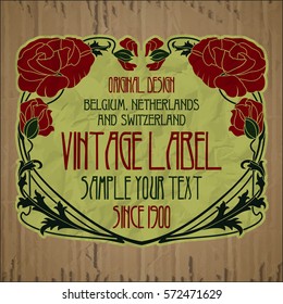 vector vintage items: label Art Nouveau