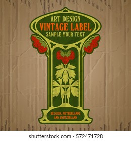 vector vintage items: label Art Nouveau