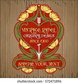 vector vintage items: label Art Nouveau