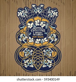 vector vintage items: label Art Nouveau